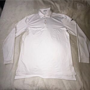 Peter Millar White Long Sleeve Polo/summer comfort